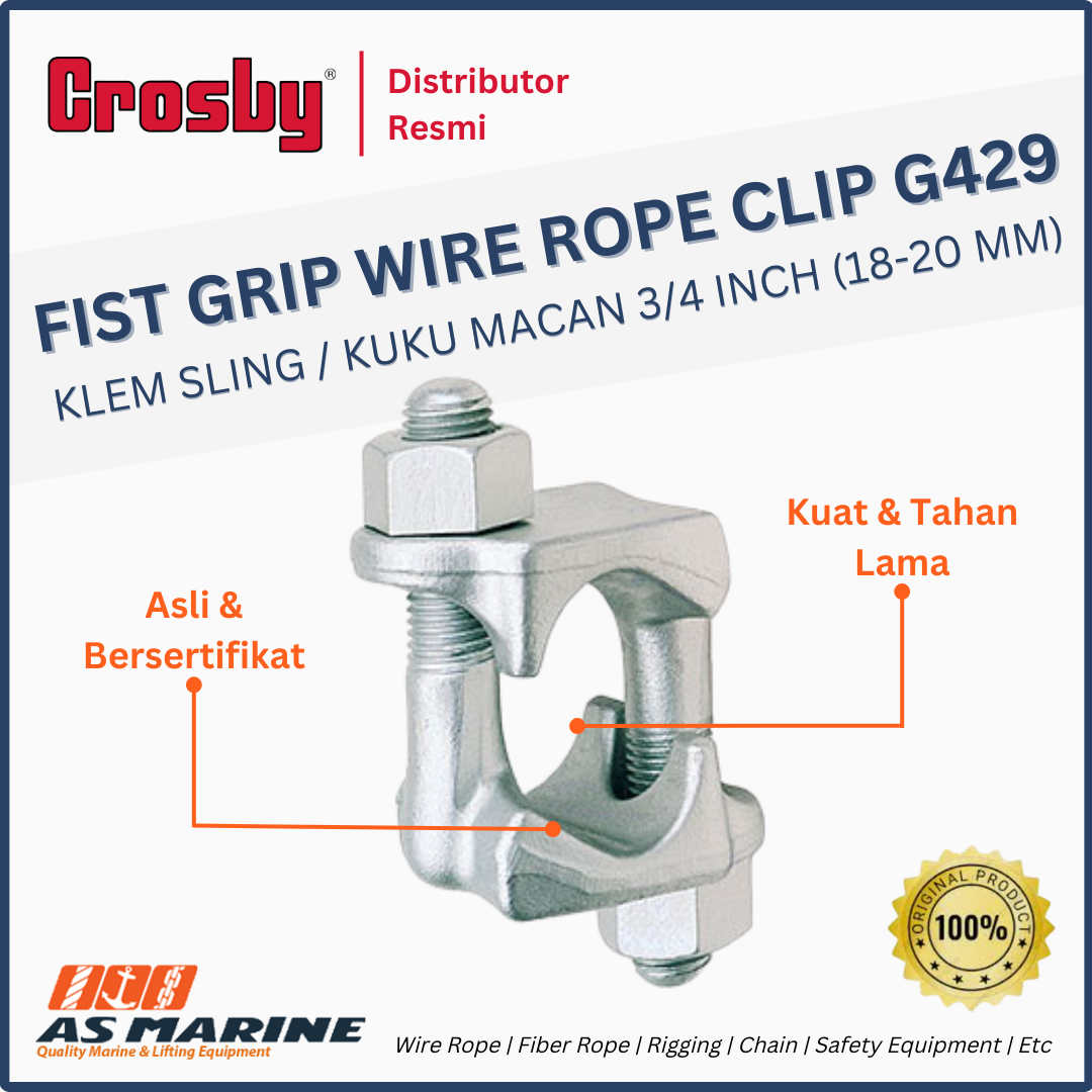 CROSBY USA Fist Grip Wire Rope Clip / Klem Sling G429 3/4 Inch 18-20 mm